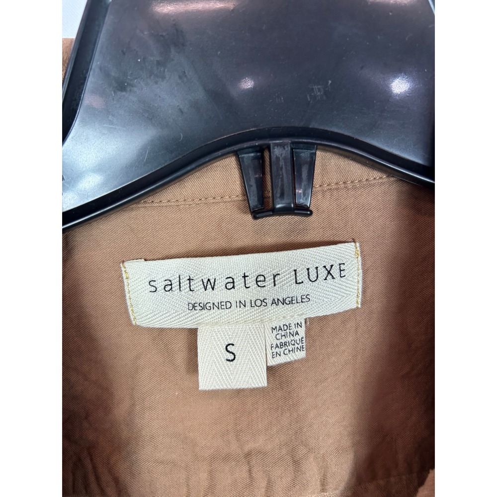 Brown Corduroy Cropped Jacket Saltwater Luxe Sand Western Boho Utility Small - Picture 5 of 7